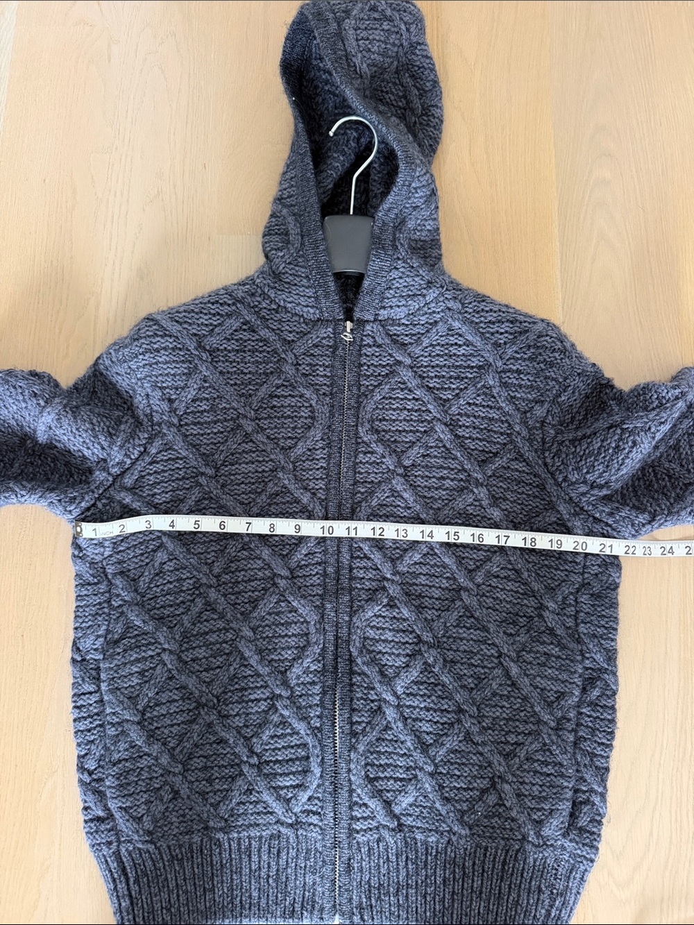 rag & bone Men's Navy Quilted Zip-Up Hoodie Sweater - Picture 15 of 15